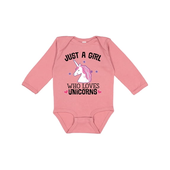 Inktastic Just A Girl Who Loves Unicorns Girls Long Sleeve Baby Bodysuit