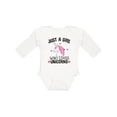 thumbnail image 1 of Inktastic Just A Girl Who Loves Unicorns Girls Long Sleeve Baby Bodysuit, 1 of 5