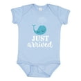 thumbnail image 1 of Inktastic Just Arrived Baby Boy Whale Boys Baby Bodysuit, 1 of 5