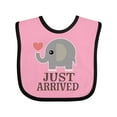 thumbnail image 1 of Inktastic Just Arrived Baby Elephant Boys or Girls Baby Bib, 1 of 4