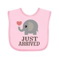 thumbnail image 1 of Inktastic Just Arrived Baby Elephant Boys or Girls Baby Bib, 1 of 4