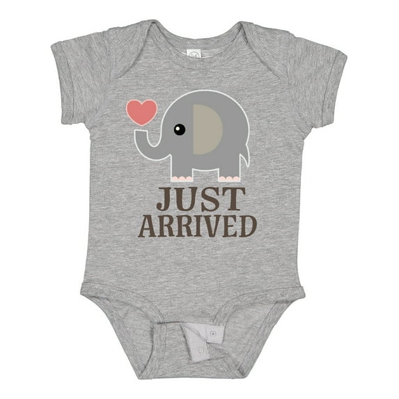 Inktastic Just Arrived Baby Elephant Boys or Girls Baby Bodysuit
