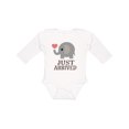 thumbnail image 1 of Inktastic Just Arrived Baby Elephant Boys or Girls Long Sleeve Baby Bodysuit, 1 of 5