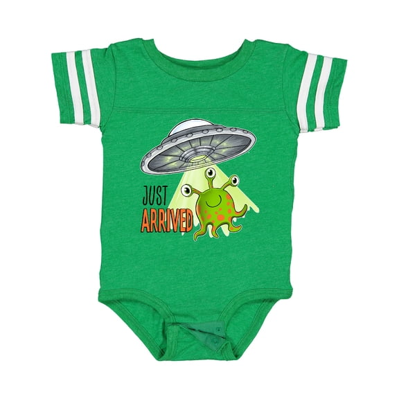 Inktastic Just Arrived Cute Green Alien Ufo Newborn Baby Boys or Girls Baby Bodysuit