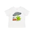 thumbnail image 1 of Inktastic Just Arrived- Cute Green Alien UFO Newborn Baby Boys or Girls Baby T-Shirt, 1 of 5
