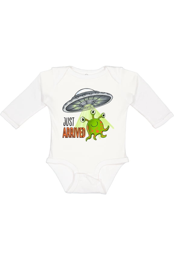 Just Arrived- Cute Green Alien UFO Newborn Baby Boys or Girls Long Sleeve Baby Bodysuit