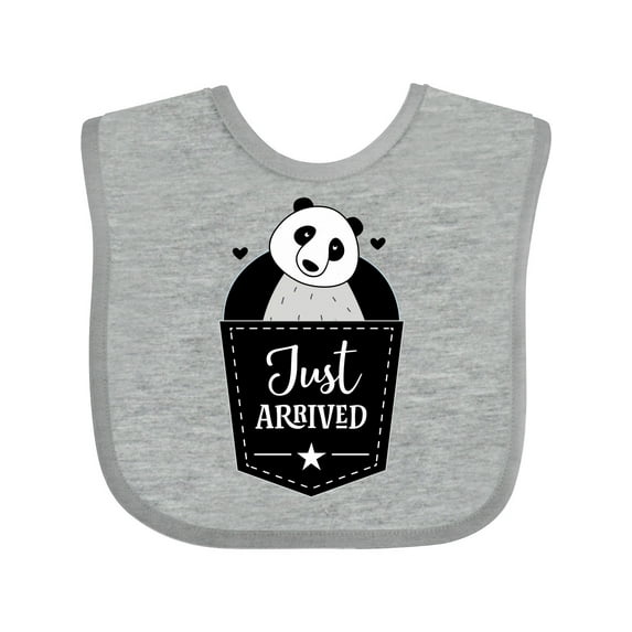 Inktastic Just Arrived Panda Bear New Baby Boys or Girls Baby Bib