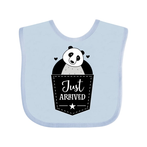 Inktastic Just Arrived Panda Bear New Baby Boys or Girls Baby Bib