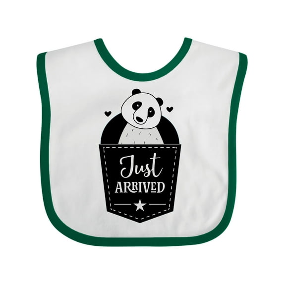 Inktastic Just Arrived Panda Bear New Baby Boys or Girls Baby Bib