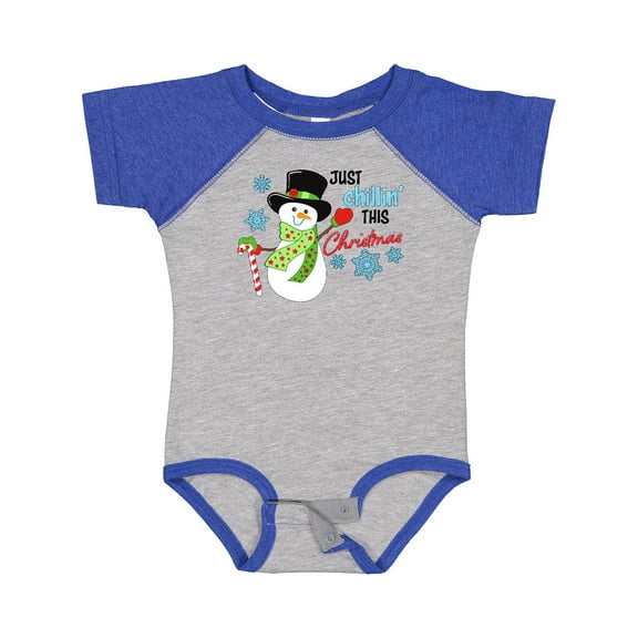 Inktastic Just Chillin' This Christmas Fun Snowman in Top Hat Boys or Girls Baby Bodysuit