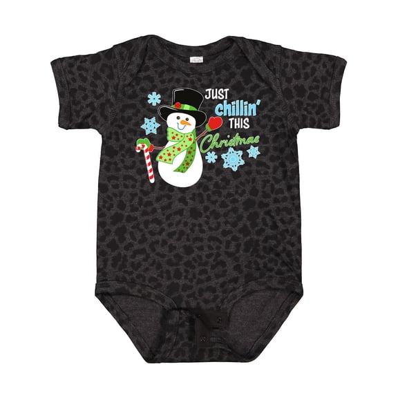 Inktastic Just Chillin' This Christmas Fun Snowman in Top Hat Boys or Girls Baby Bodysuit