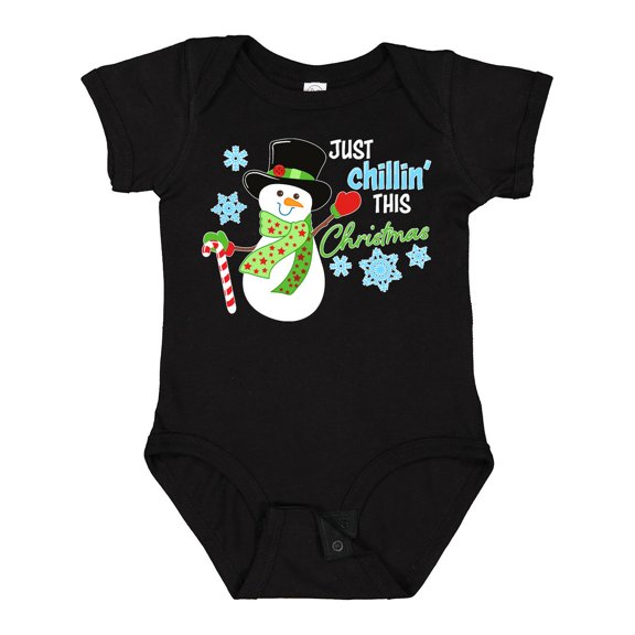 Inktastic Just Chillin' This Christmas Fun Snowman in Top Hat Boys or Girls Baby Bodysuit