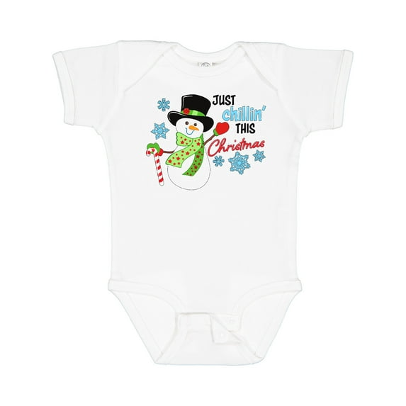 Inktastic Just Chillin' This Christmas Fun Snowman in Top Hat Boys or Girls Baby Bodysuit