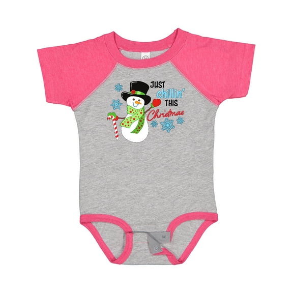 Inktastic Just Chillin' This Christmas Fun Snowman in Top Hat Boys or Girls Baby Bodysuit