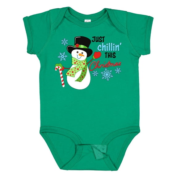 Inktastic Just Chillin' This Christmas Fun Snowman in Top Hat Boys or Girls Baby Bodysuit