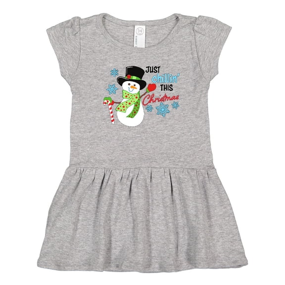 Inktastic Just Chillin' This Christmas Fun Snowman in Top Hat Girls Toddler Dress