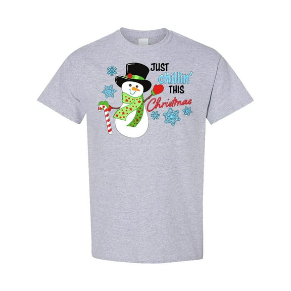 Inktastic Just Chillin' This Christmas Fun Snowman in Top Hat T-Shirt