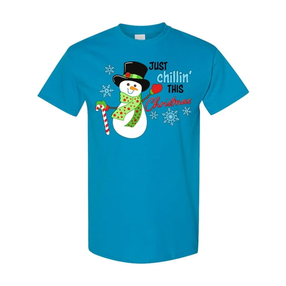 Inktastic Just Chillin' This Christmas Fun Snowman in Top Hat T-Shirt