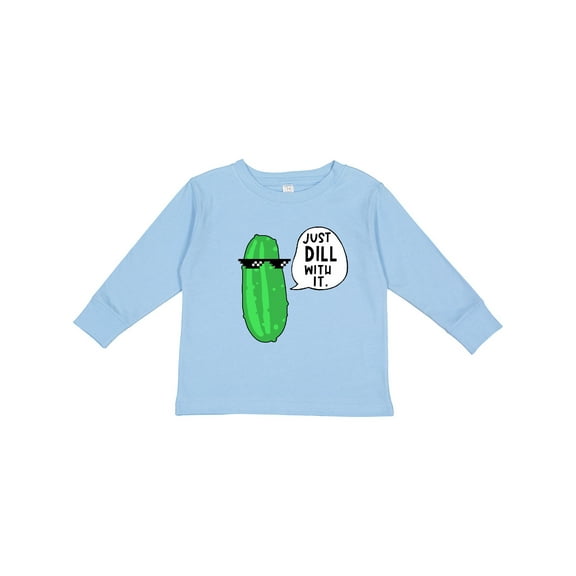Inktastic Just Dill with It Chill Dill Pickle in Sunglasses Boys or Girls Long Sleeve Toddler T-Shirt