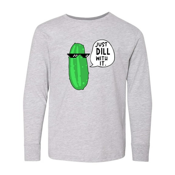 Inktastic Just Dill with It Chill Dill Pickle in Sunglasses Long Sleeve Youth T-Shirt