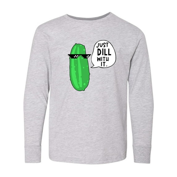 Inktastic Just Dill with It Chill Dill Pickle in Sunglasses Long Sleeve Youth T-Shirt