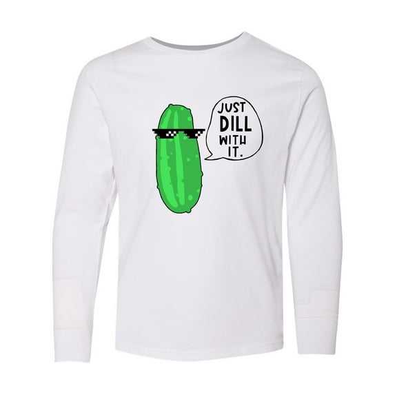 Inktastic Just Dill with It Chill Dill Pickle in Sunglasses Long Sleeve Youth T-Shirt