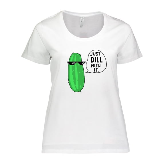 Inktastic Just Dill with It Chill Dill Pickle in Sunglasses Women's Plus Size T-Shirt