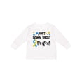 thumbnail image 1 of Inktastic Just Down Right Perfect Down Syndrome Awareness Ribbon Boys or Girls Long Sleeve Toddler T-Shirt, 1 of 5