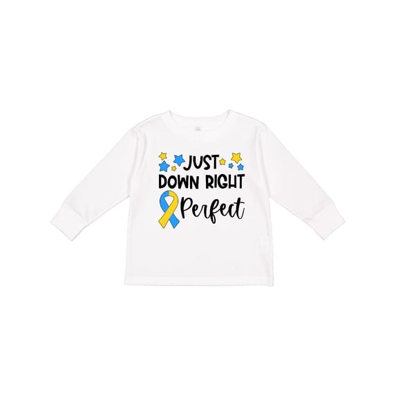 Inktastic Just Down Right Perfect Down Syndrome Awareness Ribbon Boys or Girls Long Sleeve Toddler T-Shirt