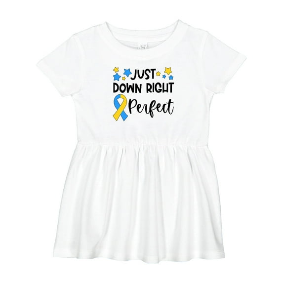 Inktastic Just Down Right Perfect Down Syndrome Awareness Ribbon Girls Baby Dress