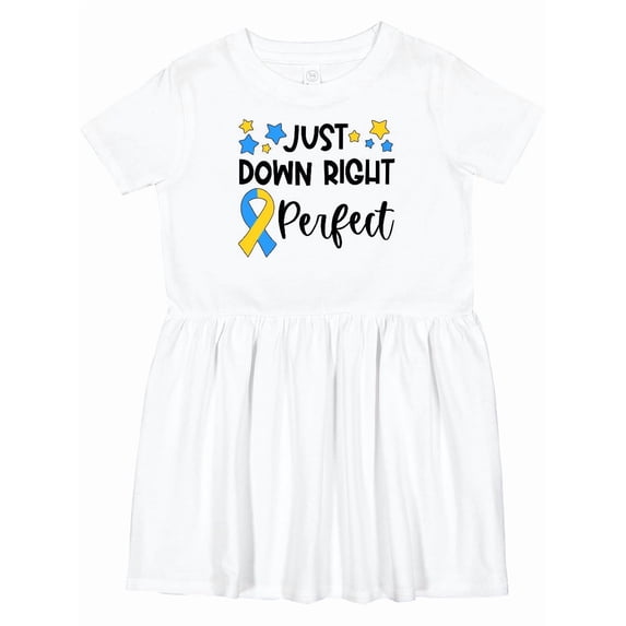 Inktastic Just Down Right Perfect Down Syndrome Awareness Ribbon Girls Toddler Dress