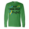 thumbnail image 1 of Inktastic Just Down RIght Perfect Down Syndrome Awareness Ribbon Long Sleeve T-Shirt, 1 of 5
