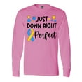 thumbnail image 1 of Inktastic Just Down RIght Perfect Down Syndrome Awareness Ribbon Long Sleeve T-Shirt, 1 of 5