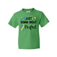 thumbnail image 1 of Inktastic Just Down RIght Perfect Down Syndrome Awareness Ribbon Youth T-Shirt, 1 of 5