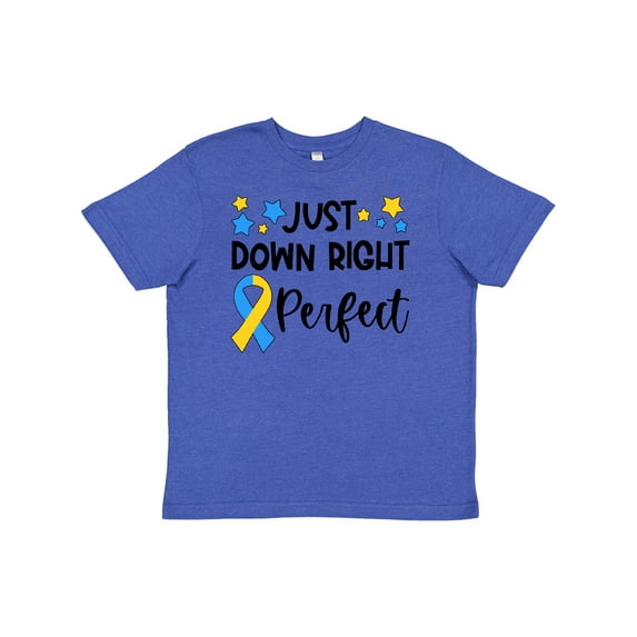 Inktastic Just Down RIght Perfect Down Syndrome Awareness Ribbon Youth T-Shirt