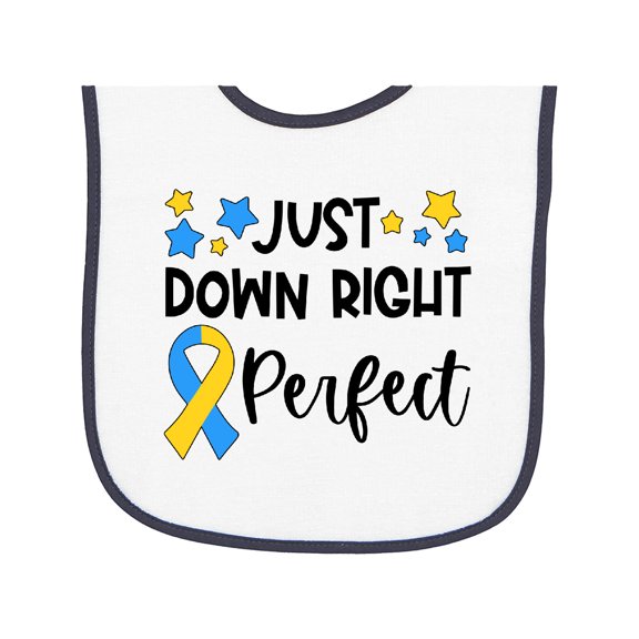 Inktastic Just Down Right Perfect Down Syndrome Awareness Ribbon Baby Terry Cloth Bib