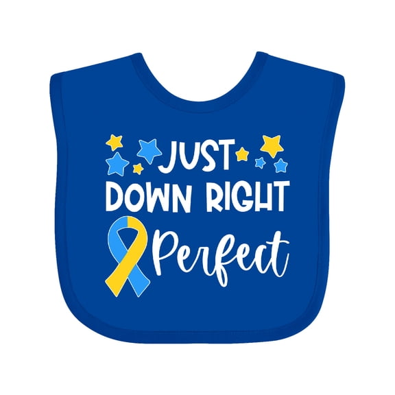 Inktastic Just Down Right Perfect Down Syndrome Awareness Ribbon Boys or Girls Baby Bib