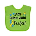 thumbnail image 1 of Inktastic Just Down Right Perfect Down Syndrome Awareness Ribbon Boys or Girls Baby Bib, 1 of 4