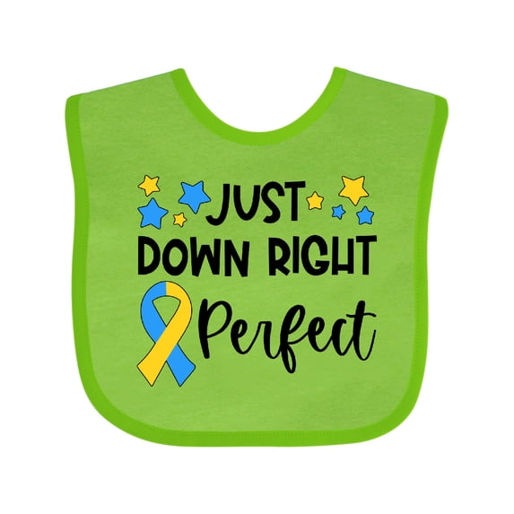 Inktastic Just Down Right Perfect Down Syndrome Awareness Ribbon Boys or Girls Baby Bib