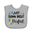 thumbnail image 1 of Inktastic Just Down Right Perfect Down Syndrome Awareness Ribbon Boys or Girls Baby Bib, 1 of 4