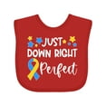 thumbnail image 1 of Inktastic Just Down Right Perfect Down Syndrome Awareness Ribbon Boys or Girls Baby Bib, 1 of 4