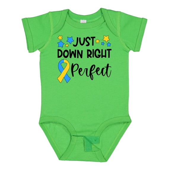 Inktastic Just Down Right Perfect Down Syndrome Awareness Ribbon Boys or Girls Baby Bodysuit