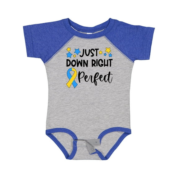 Inktastic Just Down Right Perfect Down Syndrome Awareness Ribbon Boys or Girls Baby Bodysuit