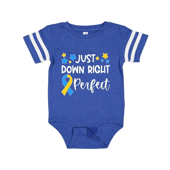 Inktastic Just Down Right Perfect Down Syndrome Awareness Ribbon Boys or Girls Baby Bodysuit