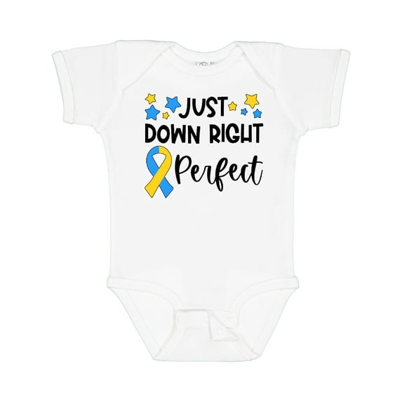 Inktastic Just Down Right Perfect Down Syndrome Awareness Ribbon Boys or Girls Baby Bodysuit