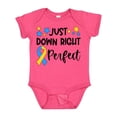 thumbnail image 1 of Inktastic Just Down Right Perfect Down Syndrome Awareness Ribbon Boys or Girls Baby Bodysuit, 1 of 5