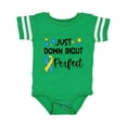 thumbnail image 1 of Inktastic Just Down Right Perfect Down Syndrome Awareness Ribbon Boys or Girls Baby Bodysuit, 1 of 5