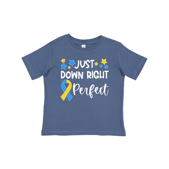 Inktastic Just Down Right Perfect Down Syndrome Awareness Ribbon Boys or Girls Baby T-Shirt