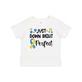 thumbnail image 1 of Inktastic Just Down Right Perfect Down Syndrome Awareness Ribbon Boys or Girls Baby T-Shirt, 1 of 5