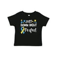 thumbnail image 1 of Inktastic Just Down Right Perfect Down Syndrome Awareness Ribbon Boys or Girls Baby T-Shirt, 1 of 5